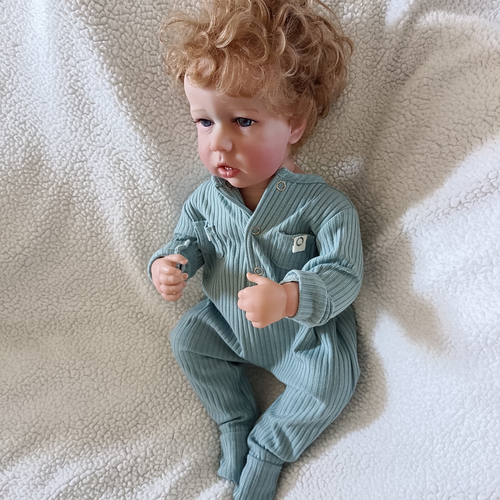 Adorable Blue Baby Doll with Curly Hair